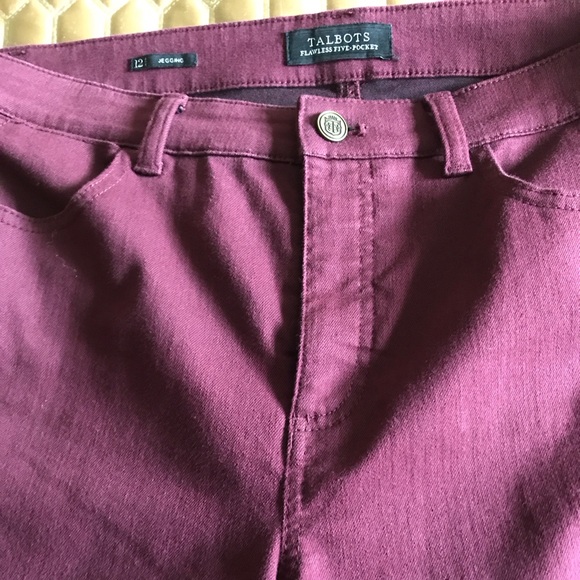 Talbots burgundy flawless five-pocket jeggings size 12 burgundy wine color. - Picture 4 of 12